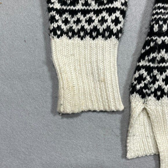 AvalancheNordic Toggle Cardigan Sweater Hooded Small Black White Fair Isle Knit - Picture 12 of 14